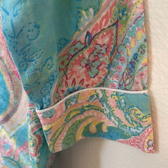 Lauren Ralph Lauren Pastel Paisley Print Sleep Shirt Button Front Size Small - Picture 5 of 10